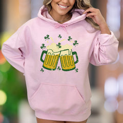 "Cheers & Shamrocks" | Distressed Graphic Unisex Adult Hoodie | St. Patrick's Day Fun