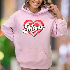 "Mama" | Retro Heart Graphic Unisex Adult Hoodie | Motherhood Lifestyle