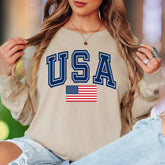 "USA" | Patriotic Bold Typography Unisex Adult Long Sleeve T-Shirt | American Pride Apparel