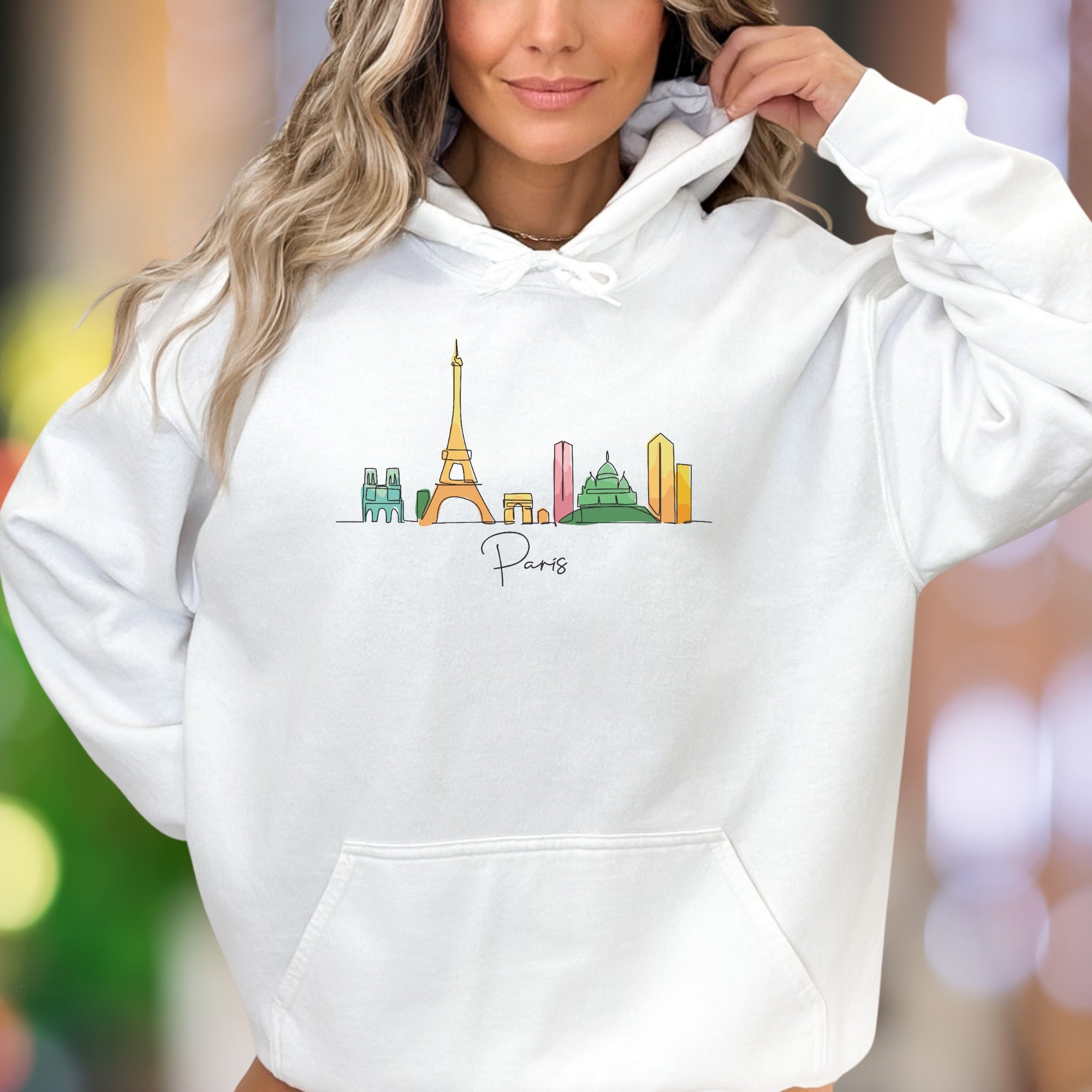 "Paris Skyline" | Minimal Line Art Unisex Adult Hoodie | Travel Lifestyle