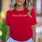 "Jesus is the light | Walk by faith not by sight" | Script Typography Unisex Adult T-Shirt | Inspirational Lifestyle