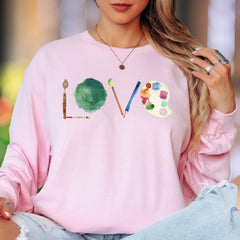 "LOVE" | Artistic Watercolor Unisex Adult Long Sleeve T-Shirt | Creative Lifestyle