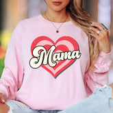 "Mama" | Retro Heart Unisex Adult Long Sleeve T-Shirt | Motherhood Lifestyle