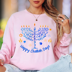 "Happy Challah Days" | Festive Menorah Unisex Adult Long Sleeve T-Shirt | Holiday Lifestyle