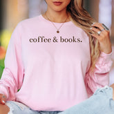"coffee & books." | Minimal Typography Unisex Adult Long Sleeve T-Shirt | Relaxed Lifestyle