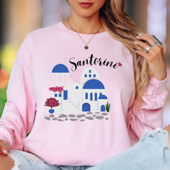 "Santorini" | Minimal Travel Unisex Adult Long Sleeve T-Shirt | Vacation & Wanderlust