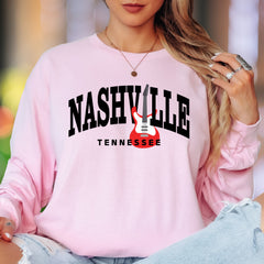 "NASHVILLE TENNESSEE" | Retro Streetwear Unisex Adult Long Sleeve T-Shirt | Music City Lifestyle
