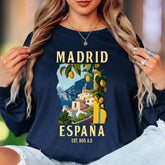 "Madrid España Est. 865 A.D" | Vintage Travel Unisex Adult Long Sleeve T-Shirt | European Lifestyle
