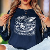Oceanic Shark Design | Nature Art Unisex Adult Long Sleeve T-Shirt | Marine Lifestyle