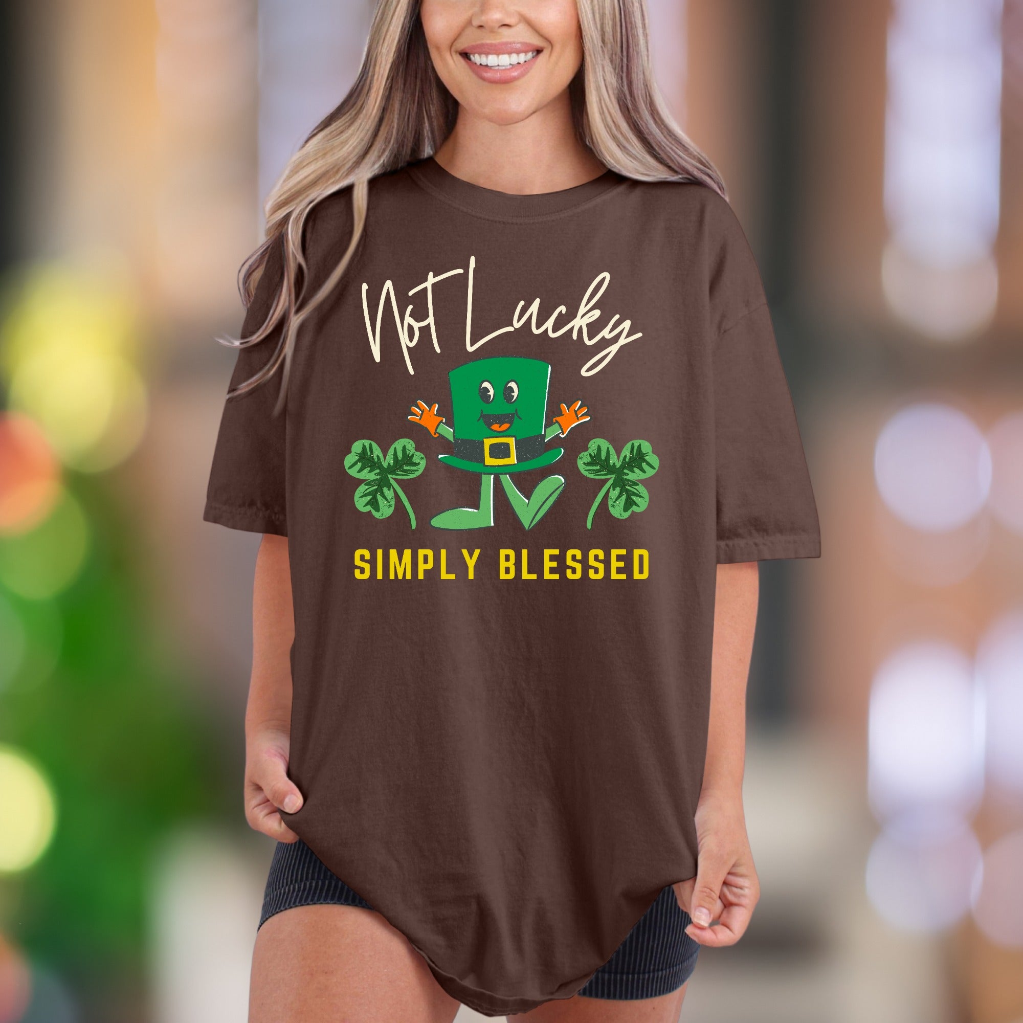 "Not Lucky Simply Blessed" | Comfort Colors Unisex Adult T-Shirt | Humorous Blessed Style