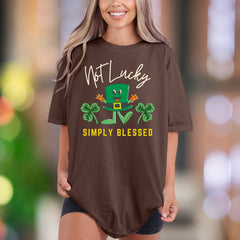 "Not Lucky Simply Blessed" | Comfort Colors Unisex Adult T-Shirt | Humorous Blessed Style