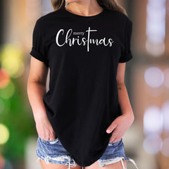 "Merry Christmas" | Script Typography Unisex Adult T-Shirt | Festive Holiday Wear