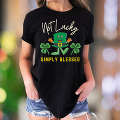 "Not Lucky Simply Blessed" | Funny Cartoon Unisex Adult T-Shirt | Positive Lifestyle