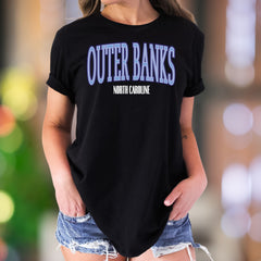 "Outer Banks North Carolina" | Retro Blue Typography Unisex Adult T-Shirt | Coastal Lifestyle