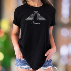 "Mexico" | Minimal Outline Aztec Pyramid Unisex Adult T-Shirt | Travel & Culture Lifestyle
