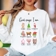 "God Says I Am" | Christmas Affirmations Unisex Adult Long Sleeve T-Shirt | Faith-Inspired Lifestyle