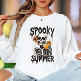 "Spooky Summer" | Distressed Skull Unisex Adult Long Sleeve T-Shirt | Humorous Lifestyle