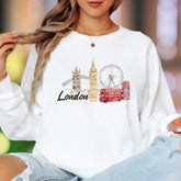"London" | Watercolor Cityscape Unisex Adult Long Sleeve T-Shirt | Travel & Culture Lifestyle