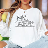 "Boston" | Minimal Cityscape Unisex Adult Long Sleeve T-Shirt | Travel & Lifestyle