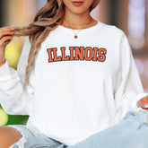 "ILLINOIS" | Collegiate Style Unisex Adult Long Sleeve T-Shirt | Classic Fanwear