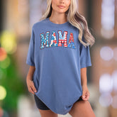 "MAMA" | Comfort Colors Unisex Adult T-Shirt | Patriotic Floral Design