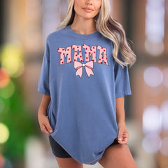 "MAMA" | Comfort Colors Unisex Adult T-Shirt | Heart Print & Bow Design