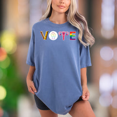 "VOTE" | Comfort Colors Unisex Adult T-Shirt | Empowering Rainbow Graphic Tee