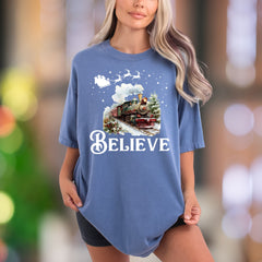 "Believe" | Comfort Colors Unisex Adult T-Shirt | Vintage Holiday Lifestyle