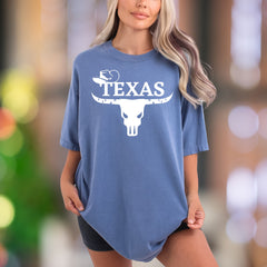 "TEXAS" Longhorn Skull Comfort Colors Unisex Adult T-Shirt | Southern Lifestyle Tee