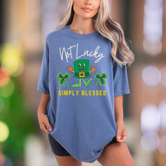 "Not Lucky Simply Blessed" | Comfort Colors Unisex Adult T-Shirt | Humorous Blessed Style