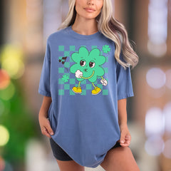 Shamrock Groovin' Retro Character | Comfort Colors Unisex Adult T-Shirt | Funny Vintage Vibe