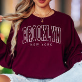 "BROOKLYN NEW YORK" | Modern Typography Unisex Adult Long Sleeve T-Shirt | City Lifestyle