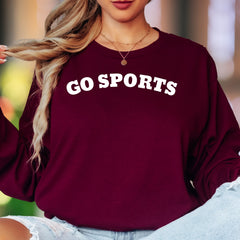 "GO SPORTS" | Bold Typography Unisex Adult Long Sleeve T-Shirt | Humorous Lifestyle