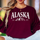 "Alaska Est 1959" | Vintage Mountain Unisex Adult Long Sleeve T-Shirt | Nature Inspired Apparel