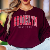 "BROOKLYN NEW YORK" | Retro College Font Unisex Adult Long Sleeve T-Shirt | City Pride Streetwear