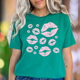 "Kisses" | Playful Lips Graphic Unisex Adult T-Shirt | Flirty Lifestyle Apparel