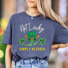 "Not Lucky Simply Blessed" | Funny Cartoon Unisex Adult T-Shirt | Positive Lifestyle