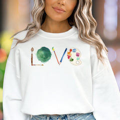 "LOVE A.R.T." | Artistic Watercolor Unisex Adult Sweatshirt | Creative Lifestyle