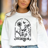 "In The Searching... There Was Jesus" | Botanical Typography Unisex Adult Sweatshirt | Faith-Inspired Lifestyle