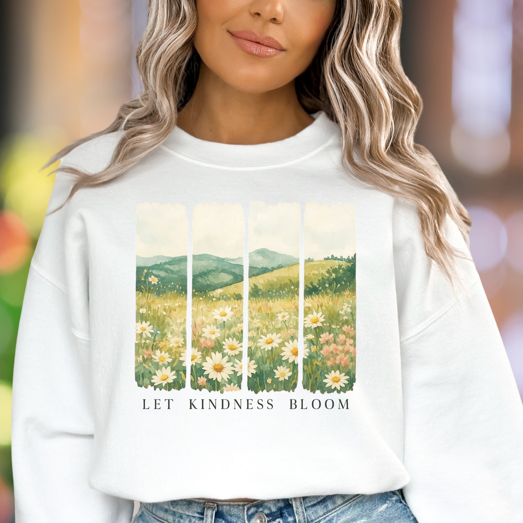 "Let Kindness Bloom" | Nature Watercolor Unisex Adult Sweatshirt | Inspirational Lifestyle