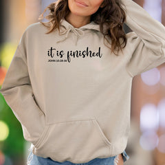 "It Is Finished" | Script Typography Unisex Adult Hoodie | Spiritual Lifestyle