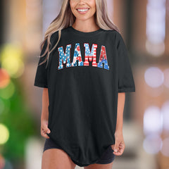 "MAMA" | Comfort Colors Unisex Adult T-Shirt | Patriotic Floral Design