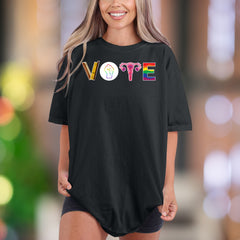 "VOTE" | Comfort Colors Unisex Adult T-Shirt | Empowering Rainbow Graphic Tee