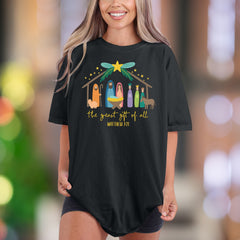 "the greast gift of all MATTHEW 1-21" | Comfort Colors Unisex Adult T-Shirt | Nativity Scene Graphic Tee