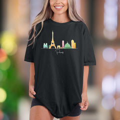 Paris Cityscape Skyline | Comfort Colors Unisex Adult T-Shirt | Travel Lover Gift