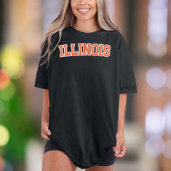 "ILLINOIS" | Comfort Colors Unisex Adult T-Shirt | Retro College Style
