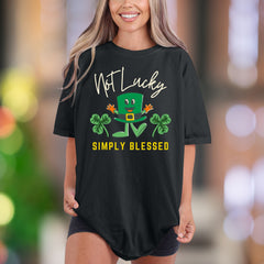 "Not Lucky Simply Blessed" | Comfort Colors Unisex Adult T-Shirt | Humorous Blessed Style