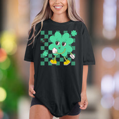 Shamrock Groovin' Retro Character | Comfort Colors Unisex Adult T-Shirt | Funny Vintage Vibe