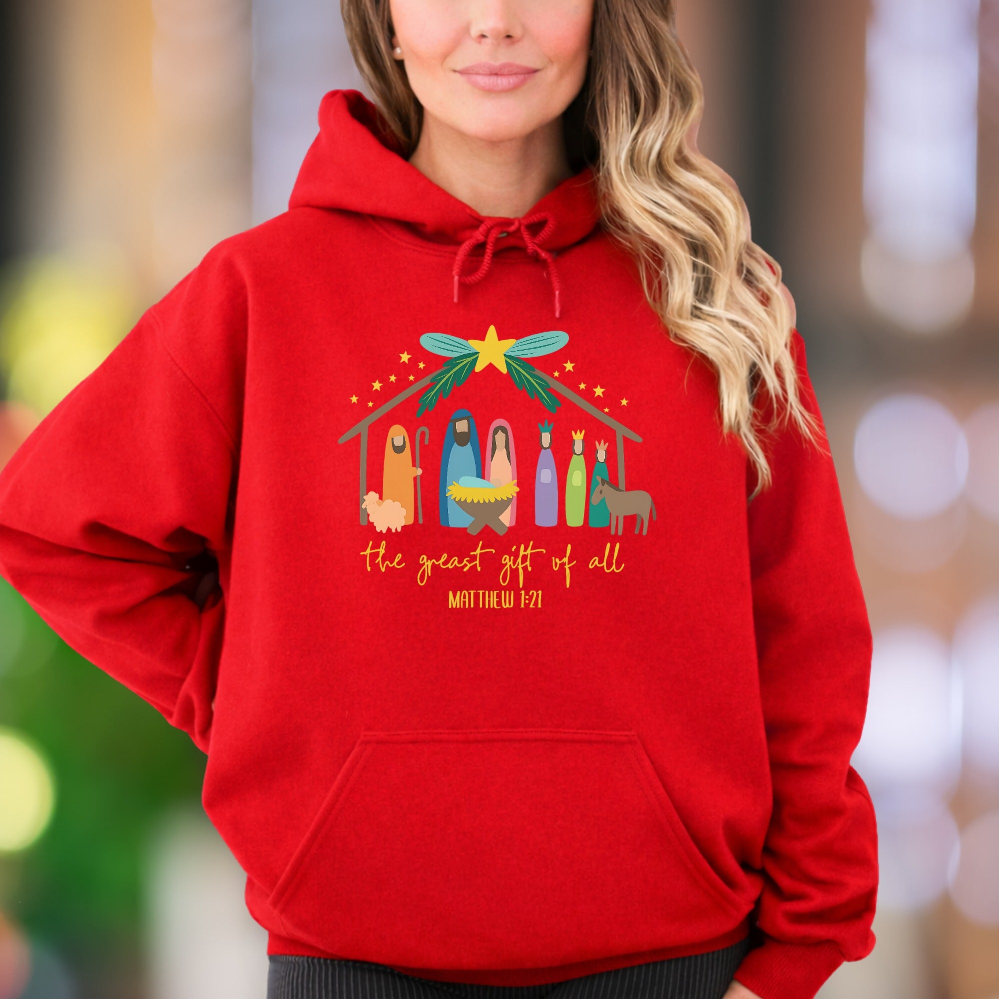 "The Greatest Gift Of All" | Christmas Nativity Unisex Adult Hoodie | Festive Holiday Wear