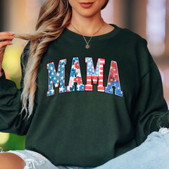 "MAMA" | Distressed Grunge Patriotic Unisex Adult Long Sleeve T-Shirt | Motherhood Lifestyle
